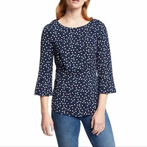 Boden navy polka dot peplum Delia top 6